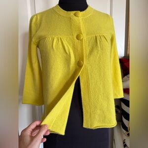 J.Crew 100% Cashmere Italian Yarn Citron Yellow Cardigan XS  Luxe Sweater